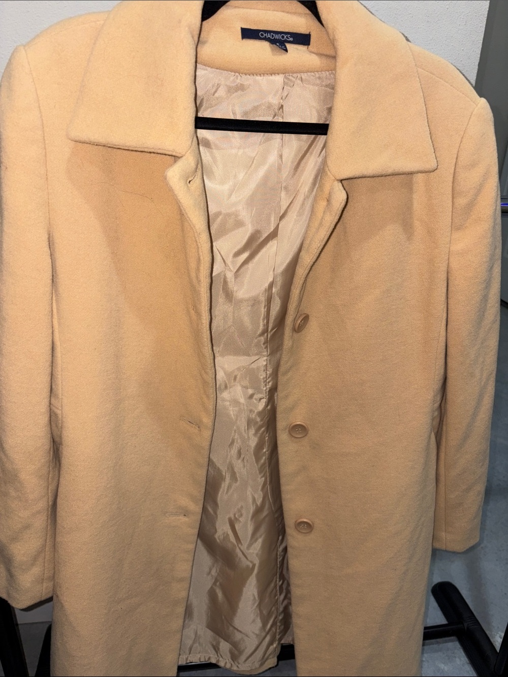 Chadwicks Women’s Light Cream Single-Breasted Pea Coat